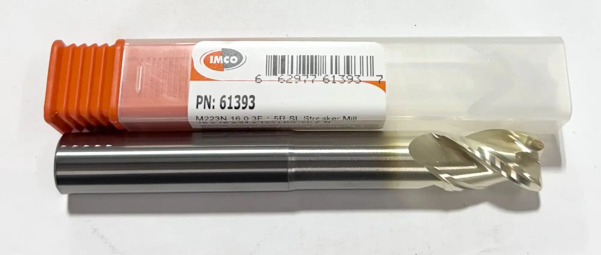 IMCO 16mm 3-Flute Carbide End Mill ZrN Coated 1.5mm Radius, 125mm Long