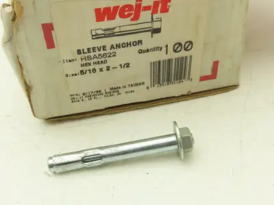Wej-It HSA5622 Hex Head Sleeve Anchor Lot of 100