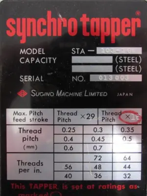 NEW SUGINO MACHINE STA-103-16A SYNCHRO TAPPER STA10316A