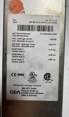 Kelvion Brazed Plate Heat Exchanger WP AE 22-20, 450 PSI