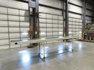 LaRos 34"x 19' Slider Bed Conveyor on Wheels 29"Bed Width 115V 30FPM 36-48"H