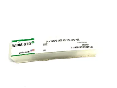 USED WIDIA STANDARD CHAMFER PIPE TAP 1/4 - 18 NPT ANSI 4FL TPR HSS