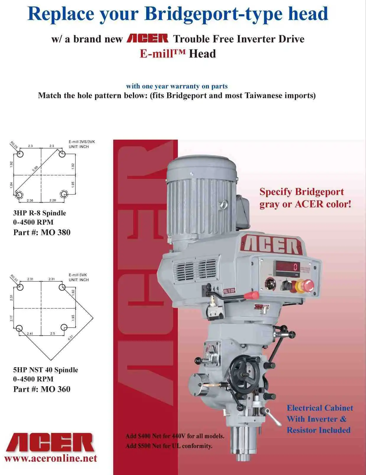 NEW 2026 ACER E-MILL 3 HP REPLACEMENT MILLING HEAD