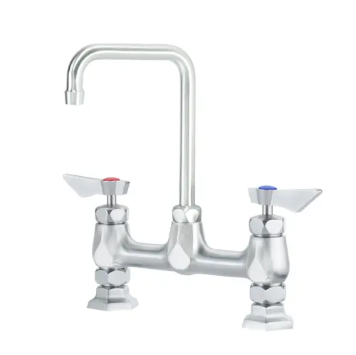 Krowne DX-901 Deck Mount Faucet w/ 6" Double Bend Gooseneck Spout - 8" Centers