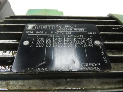 TEM Tsubaki Emerson CSM150N40HT Gearmotor 40:1 Ratio 44rpm 1.5Kw 220V 3PH LS90L