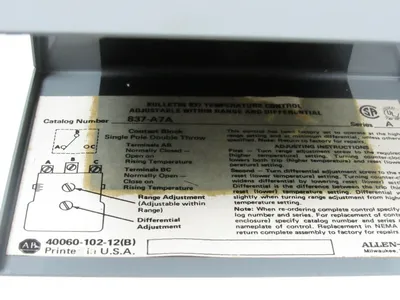 NEW ALLEN BRADLEY 837-A7A TEMPERATURE CONTROL SERIES A 837A7A