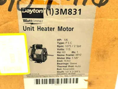 NEW DAYTON 3M831 UNIT HEATER MOTOR 1/6HP 115V 60HZ