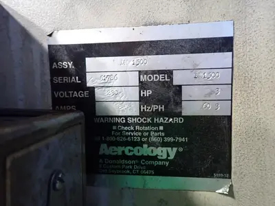 Used AERCOLOGY IM1500 Dust Collectors Ohio US | HGR 24 #1265921