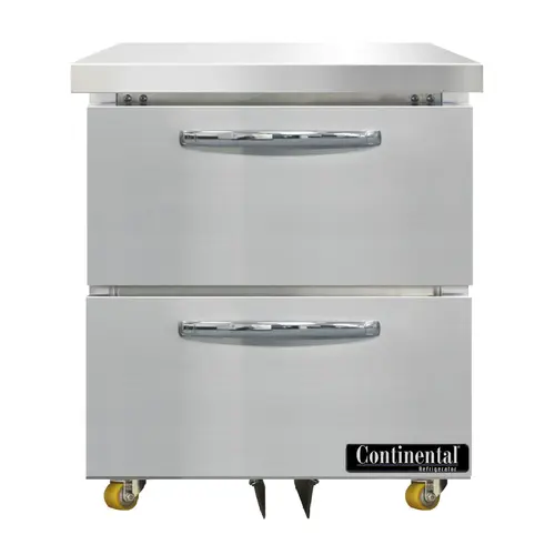 Continental D27N-U-D 27" W Undercounter Refrigerator W/ (1) Section & (2) Drawers, 115v