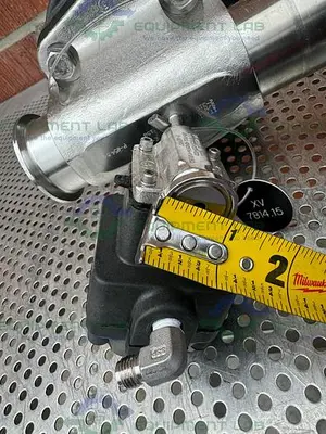 USED 5 ITT PURE-FLO STAINLESS STEEL DIAPHRAGM VALVES W/ 2" TO 1/2" SANITARY FITTING