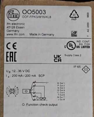 IFM OO5003 00F-FPKG /M16/KL8 Fiber Optic Amplifier Sensor loc5D15