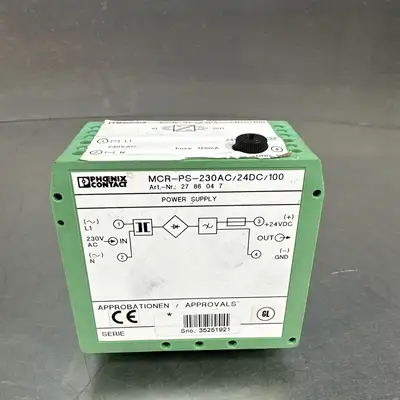 Phoenix Contact, MCR-PS-230AC/24DC/100 Power Supply, (BIN-1.5.5)