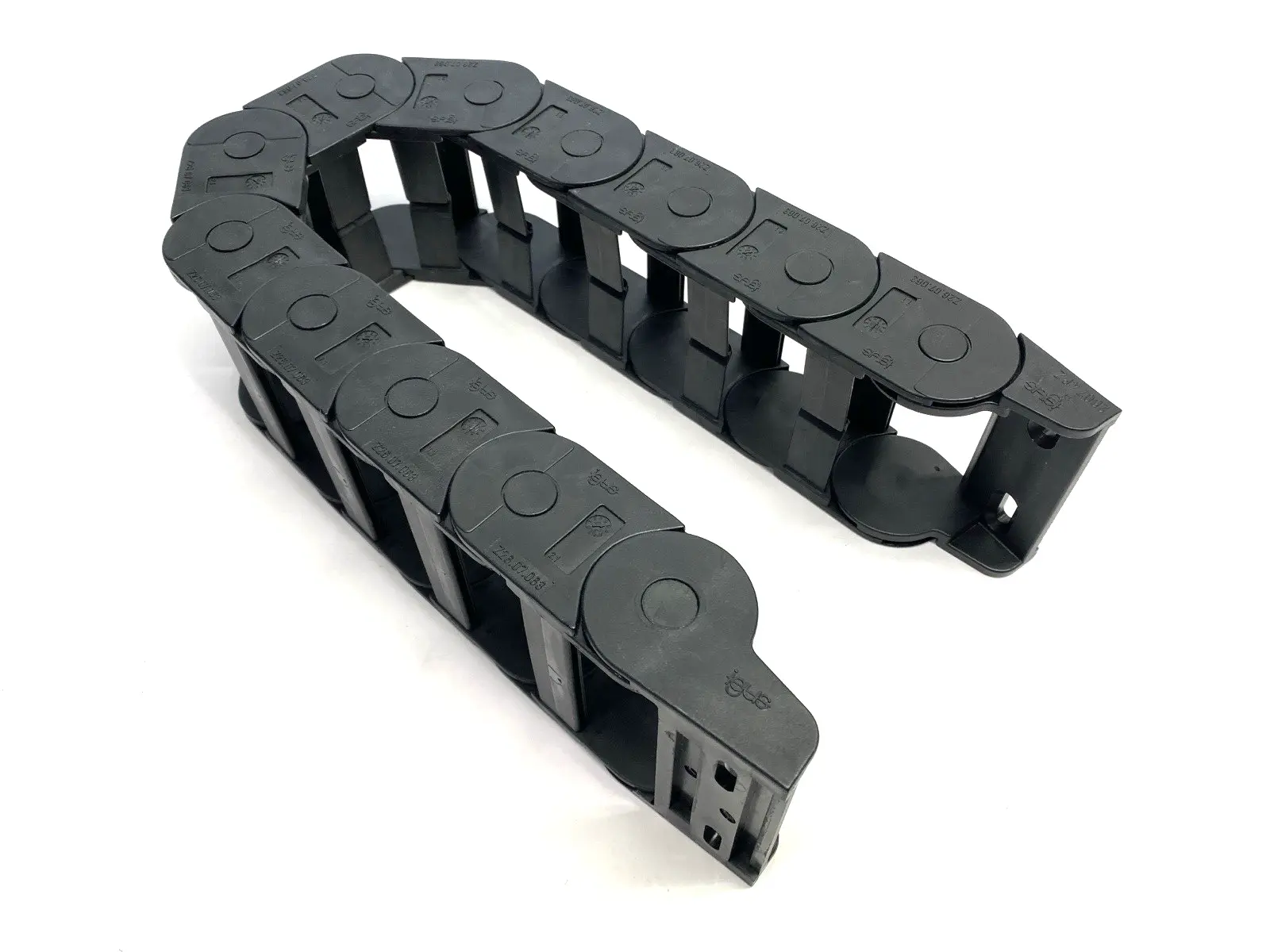 USED IGUS ENERGY CHAIN CABLE CARRIER 11 LINKS W/ MOUNTING BRACKETS
