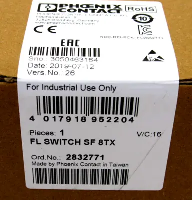 NEW PHOENIX CONTACT FL SWITCH SF 8TX ETHERNET SWITCH FLSWITCHSF8TX