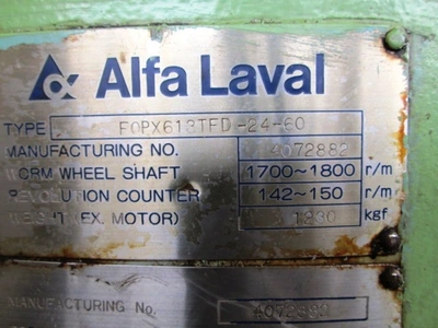 Alfa-Laval FOPX 613 TFD-24-60 oil purifier, SS.