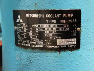 Tsubaki CNC Chip Conveyor 84" Infeed 44" Discharge 220V 3PH w/Coolant Tank Pump
