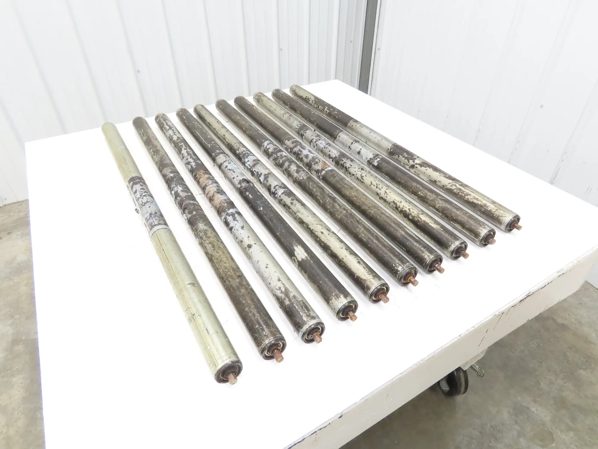 1.9"x 40"BF Galvanized Steel Gravity Conveyor Roller 7/16" Hex Axle  Lot of 10