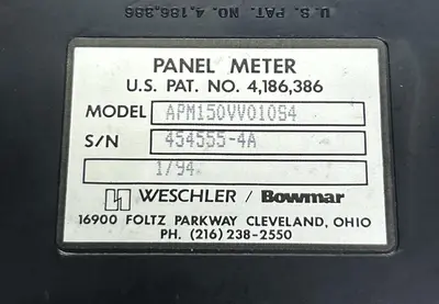 Used WESCHLER / BOWMAR APM150VV010S4 Voltmeters Ohio US | Surplus Asset Holdings #1227862
