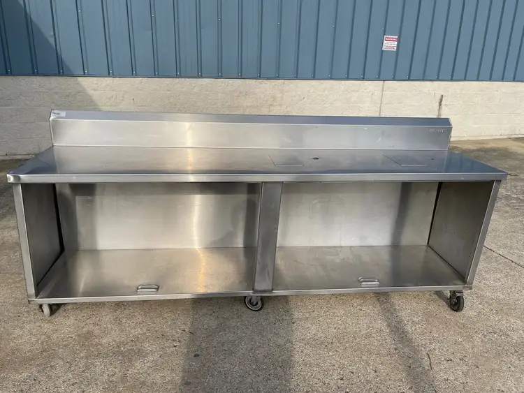 Used Winholt 96" X 24" Stainless Steel Cabinet with Casters - SS342 Food Prep Tables Illinois US | Falcon Restaurant Supply #1374896