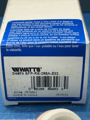 NEW Watts 3/4#74 BFP-RK-288A-Z33