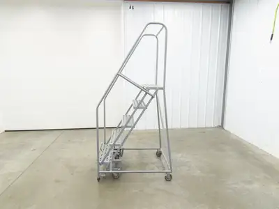 Cotterman Metal Rolling Ladder 5-Step 50"H Platform 24x7"Tread 80"H 30"W 450Lb
