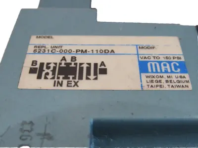 USED MAC VALVES 6231C-000-PM-110DA SOLENOID VALVE 6231C000PM110DA