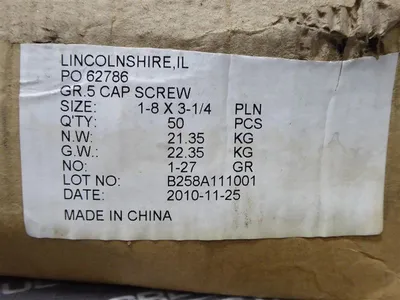 50 Count Unbranded 1-8 X 3-1/4 Grade 5 Hex Head Cap Screws New NIB