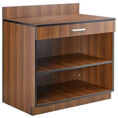 36" Walnut Waitress Station with Drawer and Adjustable Shelf