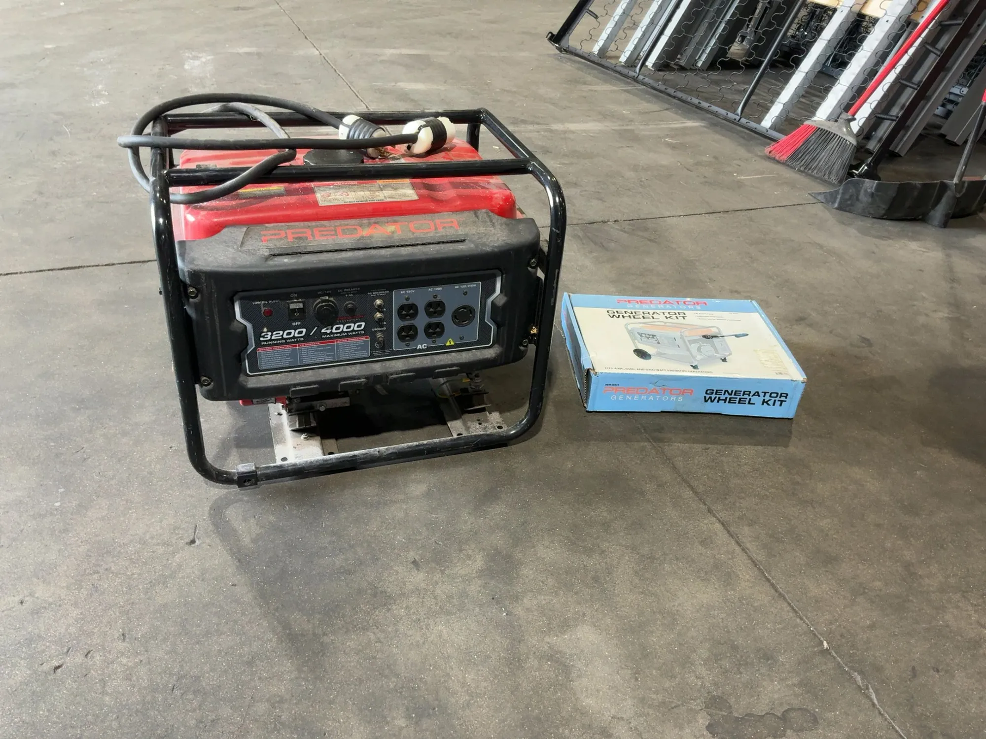 USED PREDATOR 4000 WATT MAX GAS GENERATOR WITH WHEEL KIT