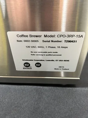 Grindmaster CPO-3RP-15A 1.2 Gallon 3 Warmers Portable Pourover Coffee Brewer NEW in BOX