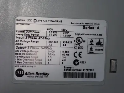 USED ALLEN BRADLEY 20D D 3P4 EYNANANE