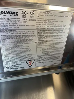 Used SOLWAVE 180MW1000SS Restaurant Small Appliances Florida US | BAM Discount Restaurant Equipment #1494063