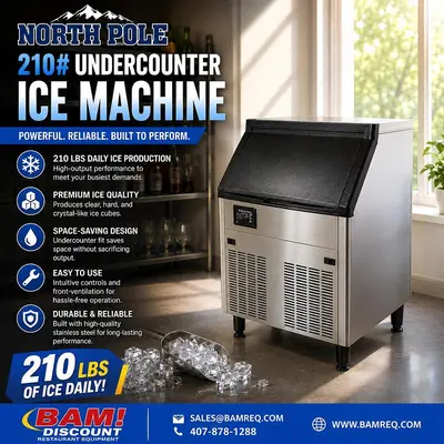 New | in-Stock NORTH POLE 210 Ice Machines Florida US | BAM Discount Restaurant Equipment #1229845