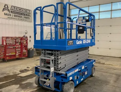 New | in-Stock 2026 GENIE GS-3246 E-DRIVE ELECTRIC SCISSOR LIFT Scissor Lifters Alberta CA | Adcock Equipment #1417636