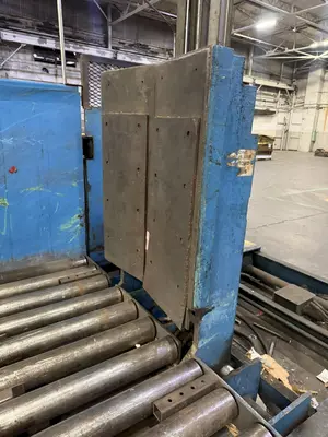 20,000 LBS X 54" X 36" BRANER HYDRAULIC COIL CAR UPENDER WITH POWER FEED CONVEYOR: YOBRO #25238