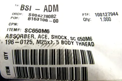 NEW ACE CONTROLS 196-0125 MINIATURE SHOCK ABSORBER 1960125