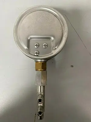 USED ACROSS INTERNATIONAL STAINLESS STEEL VACUUM GAUGE W/ 1/2" CONNECTION