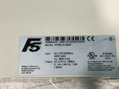 Used KEB 07F5A1A3E2F Servo Drives Ohio US | HGR 24 #1280528