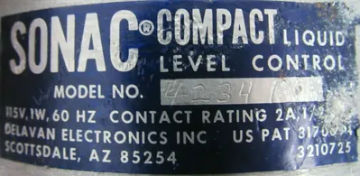 USED DELAVAN ELECTRONICS 4-234P SONAC COMPACT LIQUID LEVEL CONTROL 4234P