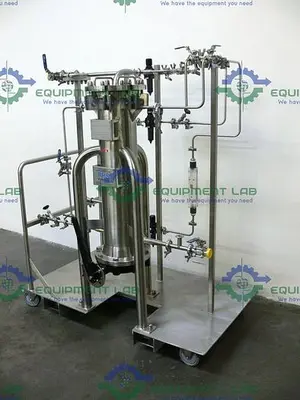 USED BHS FILTRATION STAINLESS STEEL COLUMN SKID W/ 150 PSI COLUMN W/ GATE VALVE