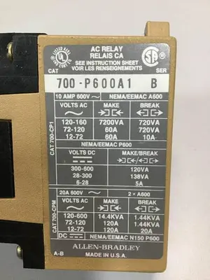 USED ALLEN BRADLEY 700-P600A1 SER B