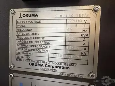 Used 2017 OKUMA MILLAC 761VII Vertical Machining Centers Illinois US | Perfection Global, LLC. #1371179