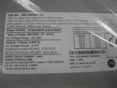 NEW Allen-Bradley 25C-E032N104