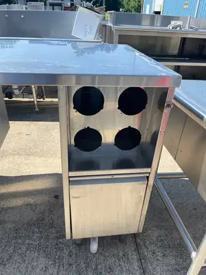 Used Falcon Restaurant Supply Used 74" Stainless Steel Drink Station Table - SS314 Food Prep Tables Illinois US | Falcon Restaurant Supply #1375614