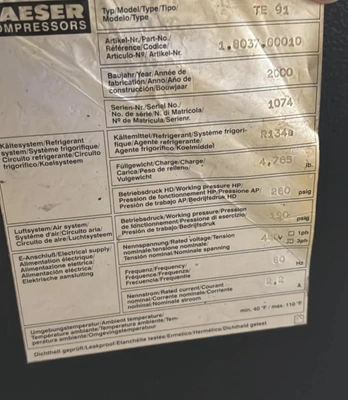 USED 2000 KAESER TE91