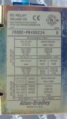 Allen Bradley 700DC-PK400Z24 DC Relay Module Series D Used