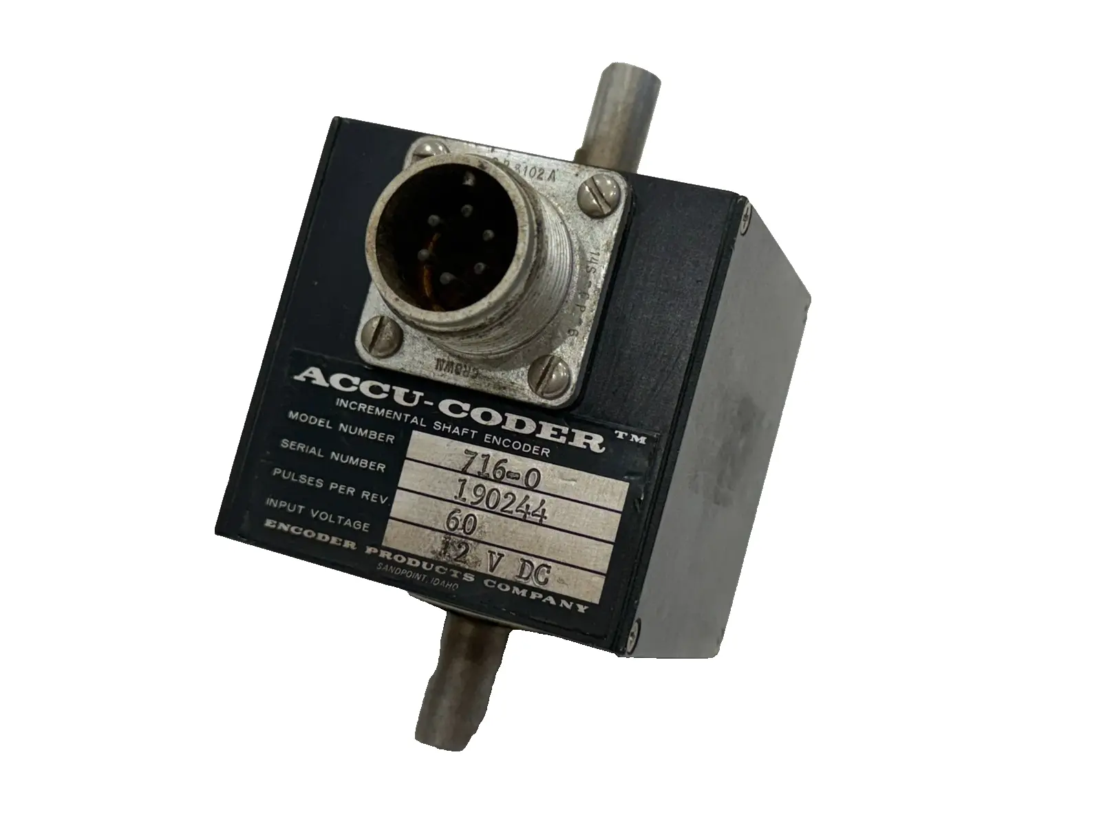USED ACCU-CODER 716-0 INCREMENTAL SHAFT ENCODER 12 V DC 7160