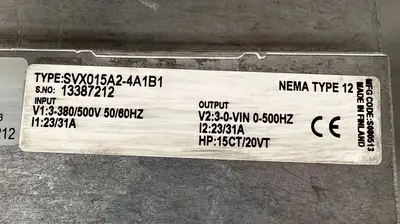 Eaton SVX015A2-4A1B1 , SVX9000 Nema Type 12 (8.5.1)