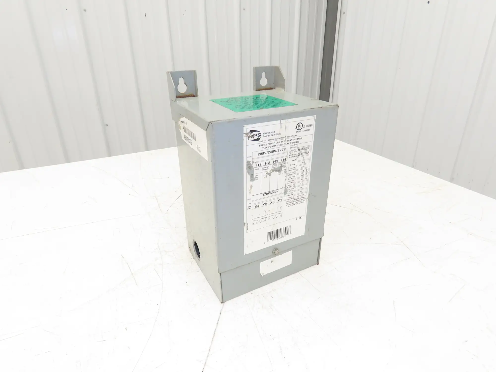Hammond Power Solutions Q003YEKF 1 Ph Transformer 3KVA Primary 208/240/277