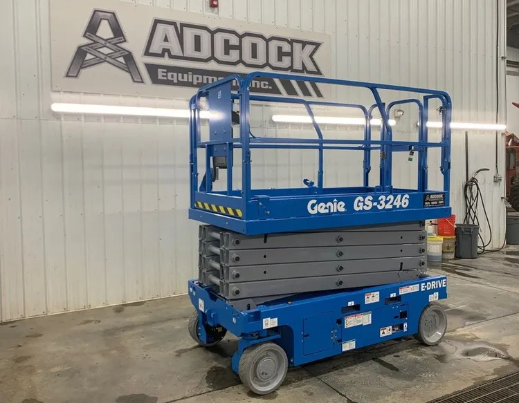 New | in-Stock 2026 GENIE GS-3246 E-DRIVE ELECTRIC SCISSOR LIFT Scissor Lifters Alberta CA | Adcock Equipment #1417636